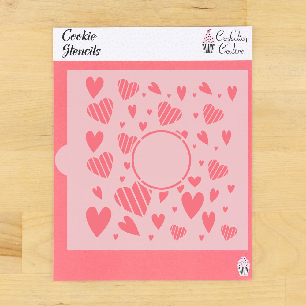 Hearts Monogram Background Cookie Stencil