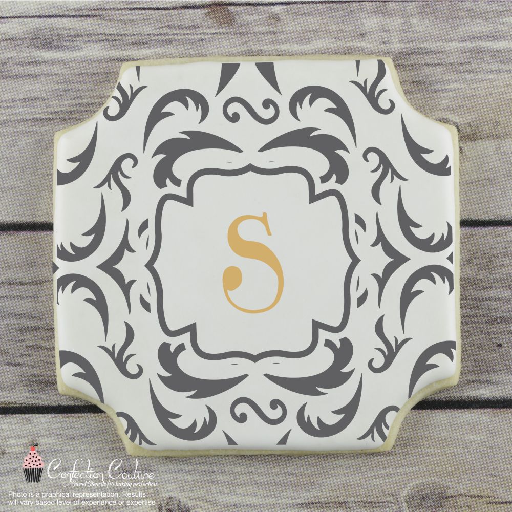 Victorian Monogram Background Cookie Stencil