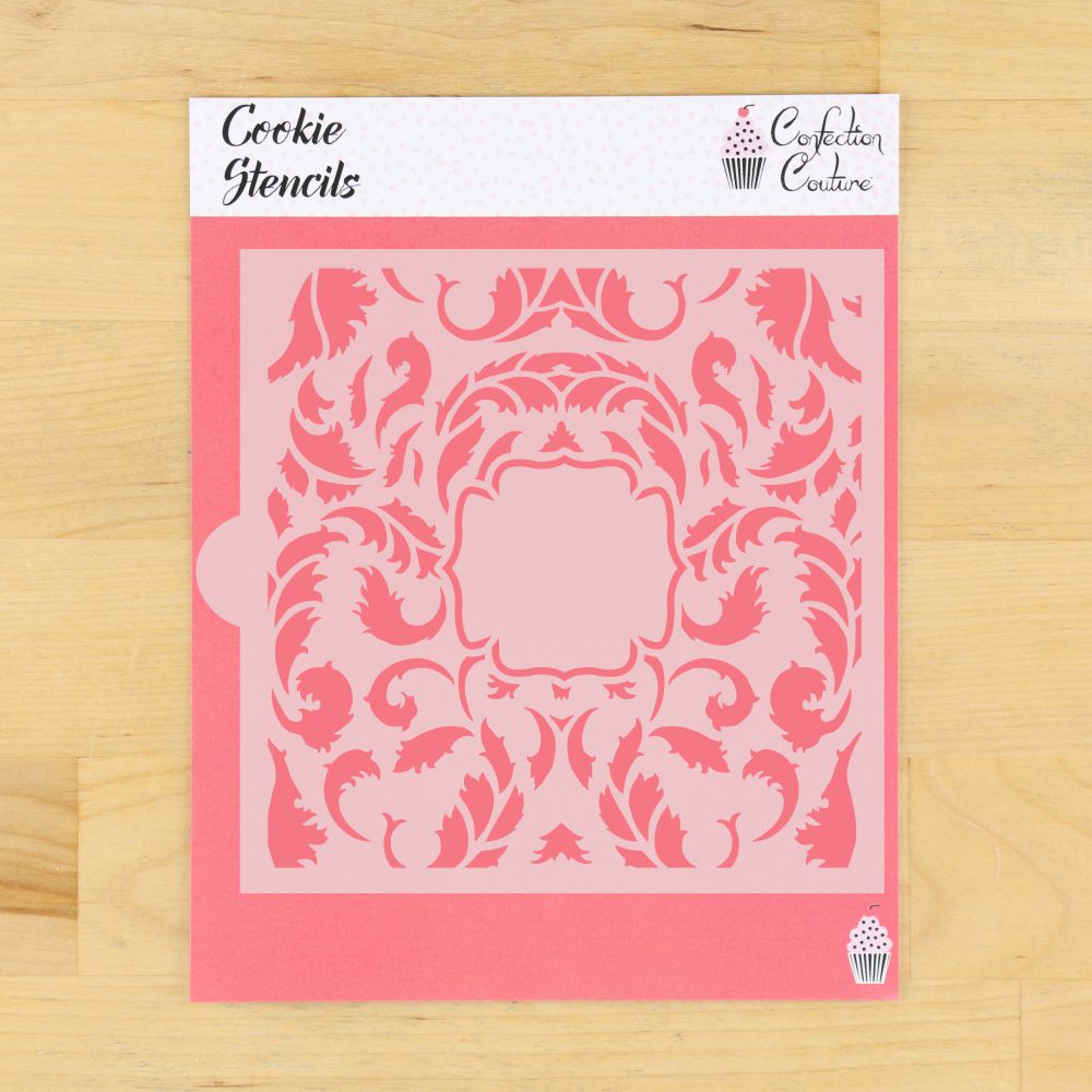Acanthus Monogram Background Cookie Stencil