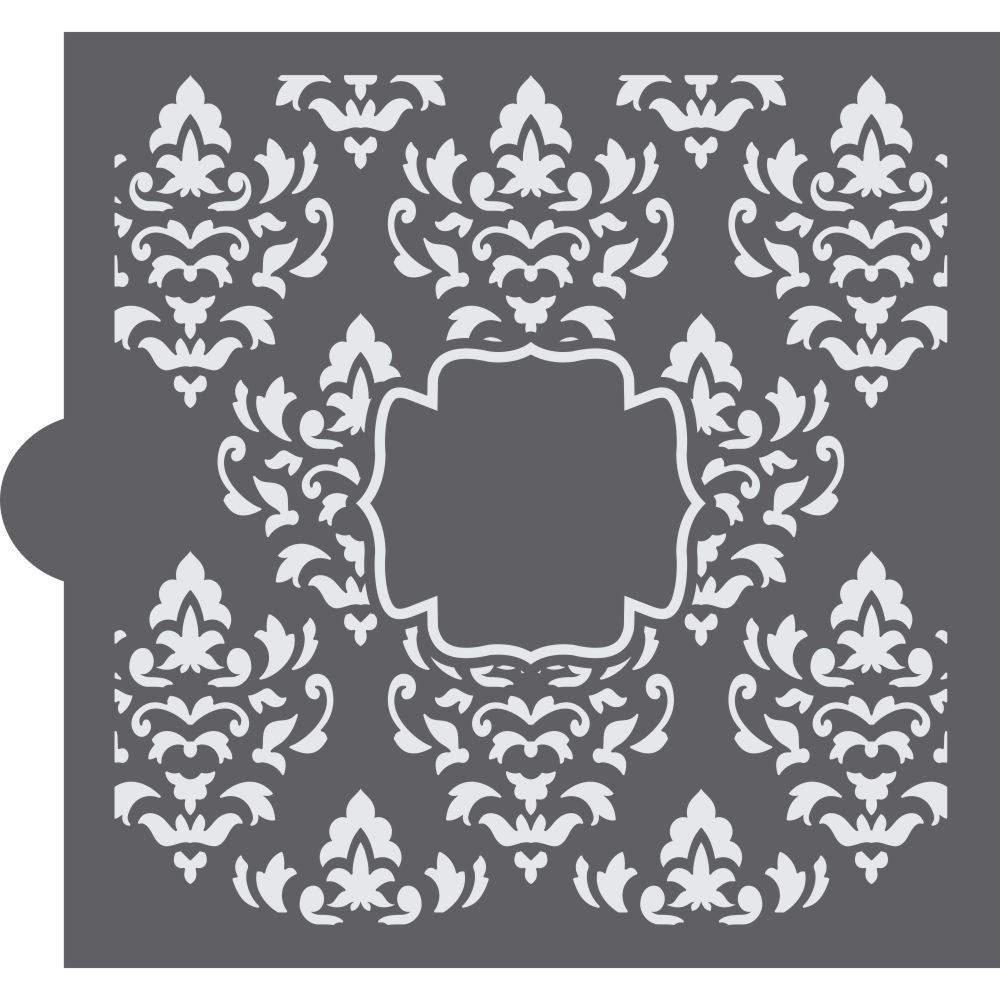 Damask Monogram Background Cookie Stencil