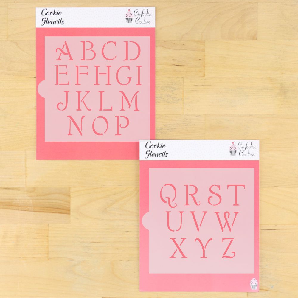 Simple Script Monogram Basic Alphabet Cookie Stencil Set