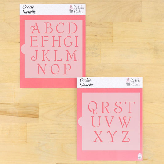 Simple Script Monogram Basic Alphabet Cookie Stencil Set