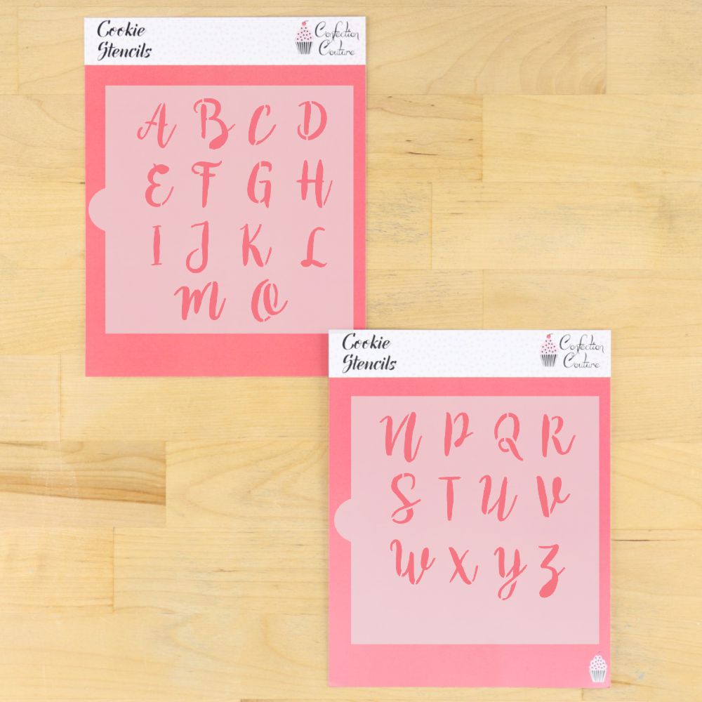 Sweetheart Swirl Monogram Basic Alphabet Cookie Stencil Set