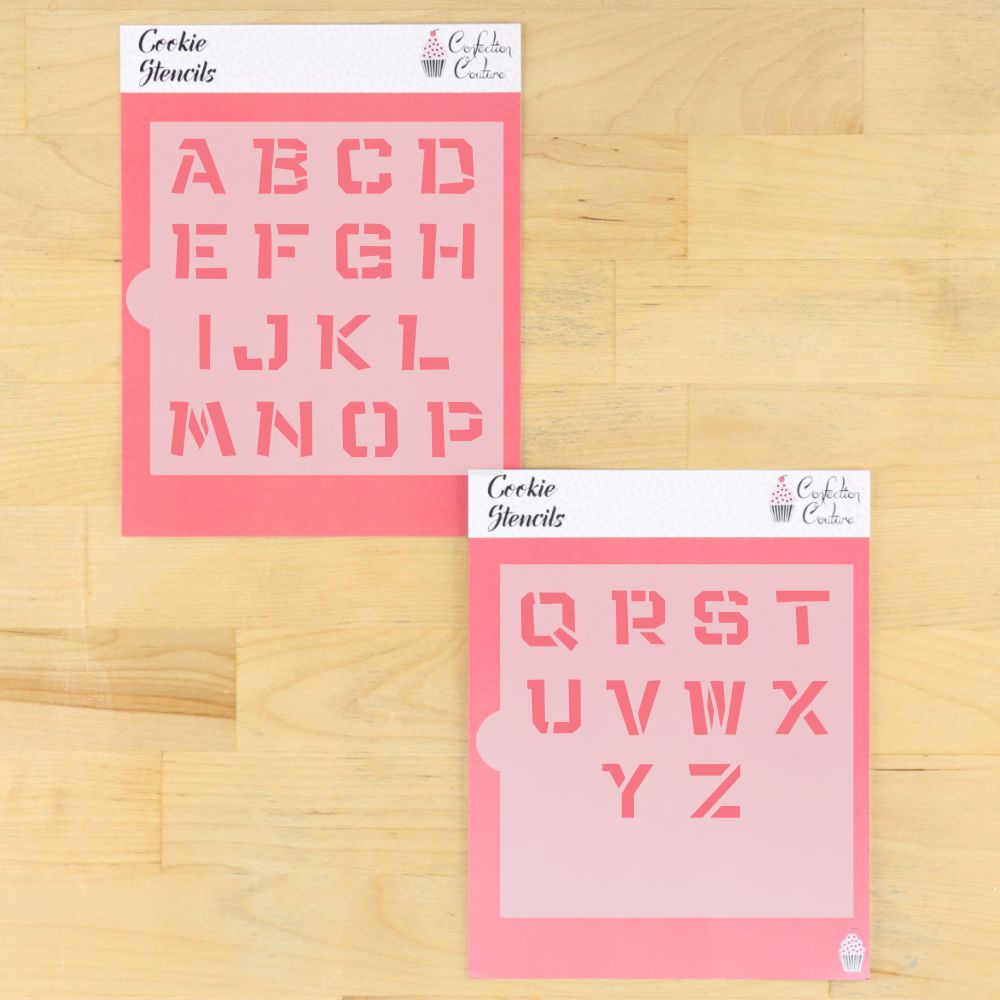 Jungle Fun Monogram Basic Alphabet Cookie Stencil Set