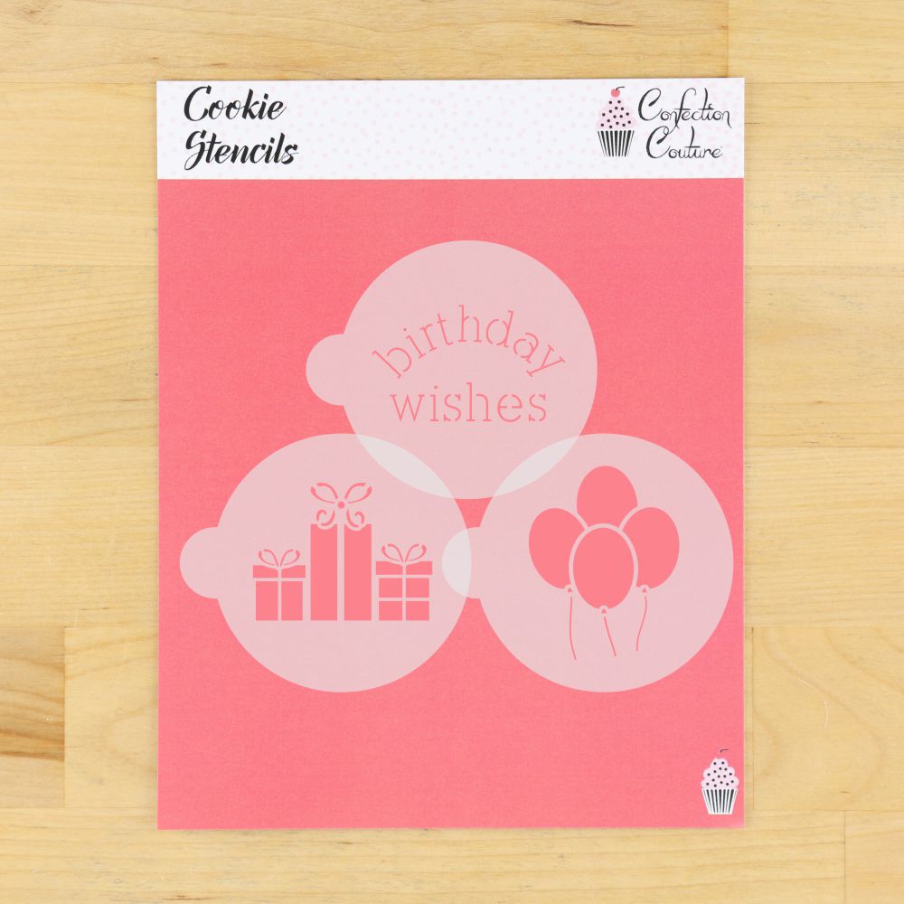 Birthday Round Cookie Stencil 3 Pc Set