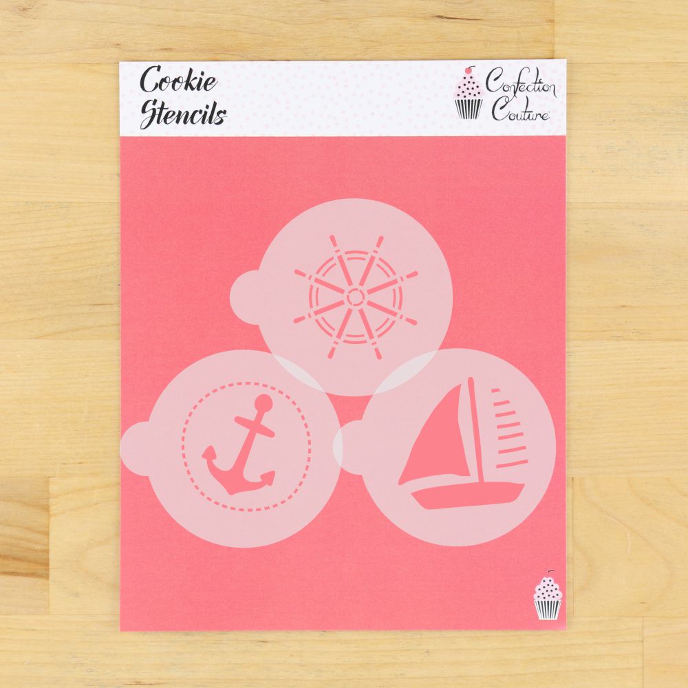 Nautical Round Cookie Stencil 3 Pc Set