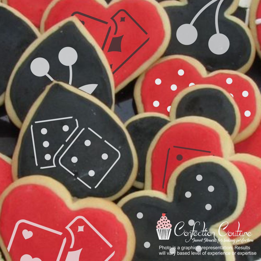 Poker Round Cookie Stencil 3 Pc Set