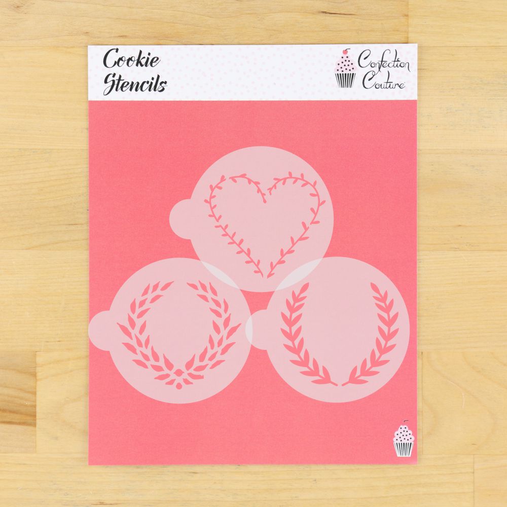 Laurel Wreath Round Cookie Stencils for Macarons and Oreo Cookies – Confection Couture Stencils laurel-wreath-round-cookie-stencils-for-macarons-and-oreo-cookies-confection-couture-stencils