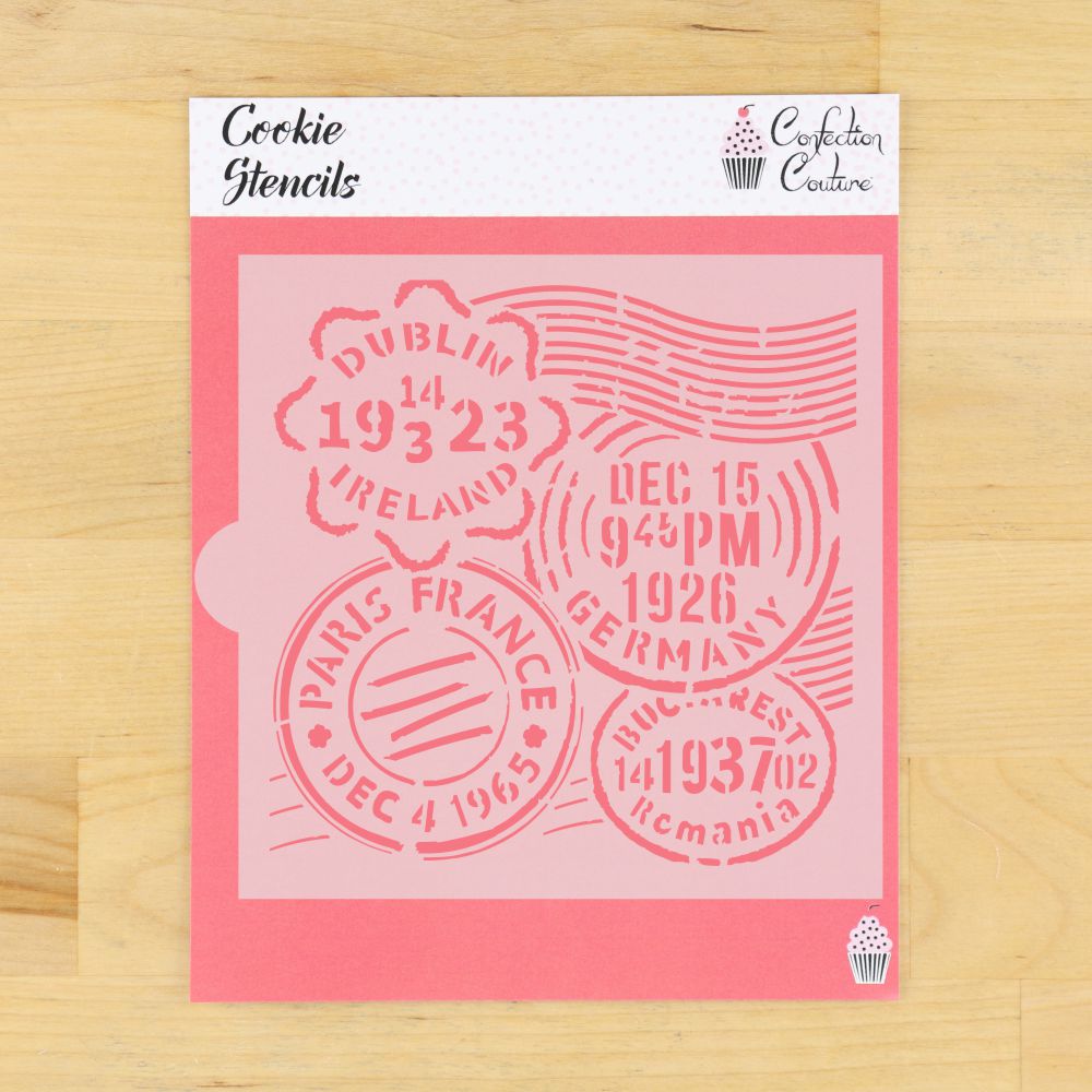 Vintage Postmark Background Cookie Stencil