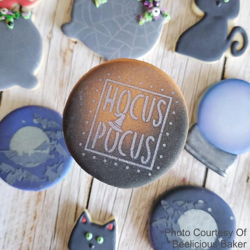 Halloween Stencil hocus pocus decorated cookies for Halloween