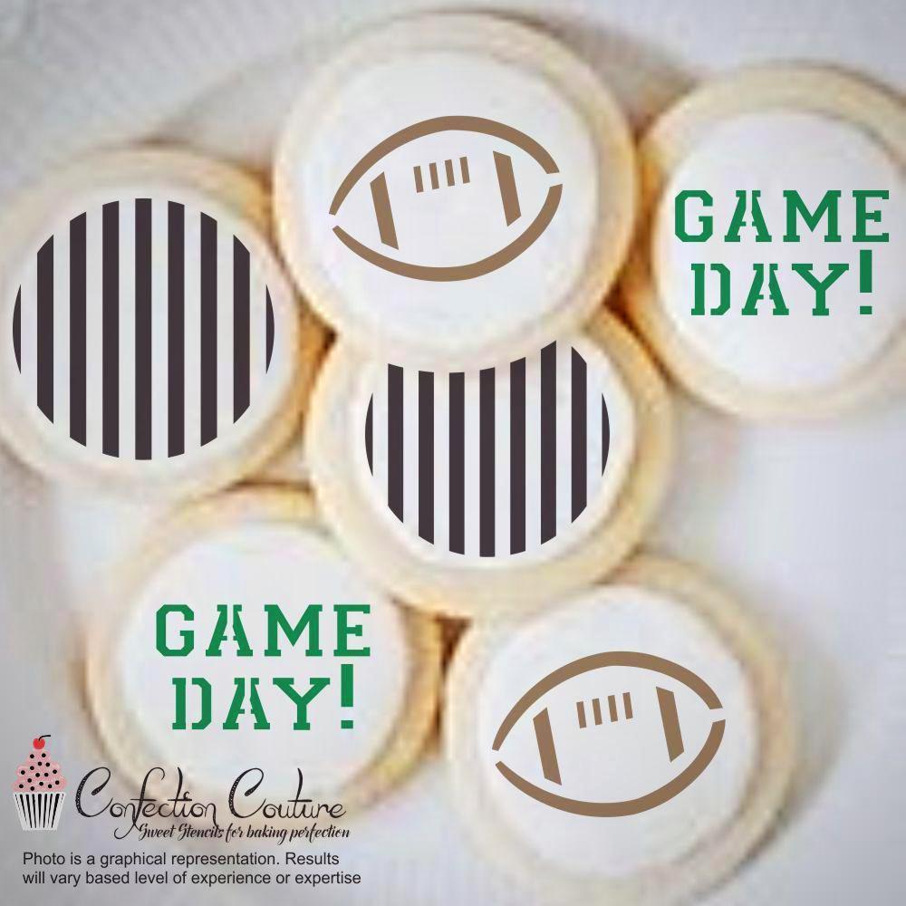 Football Round Cookie Stencil 3 Pc Set