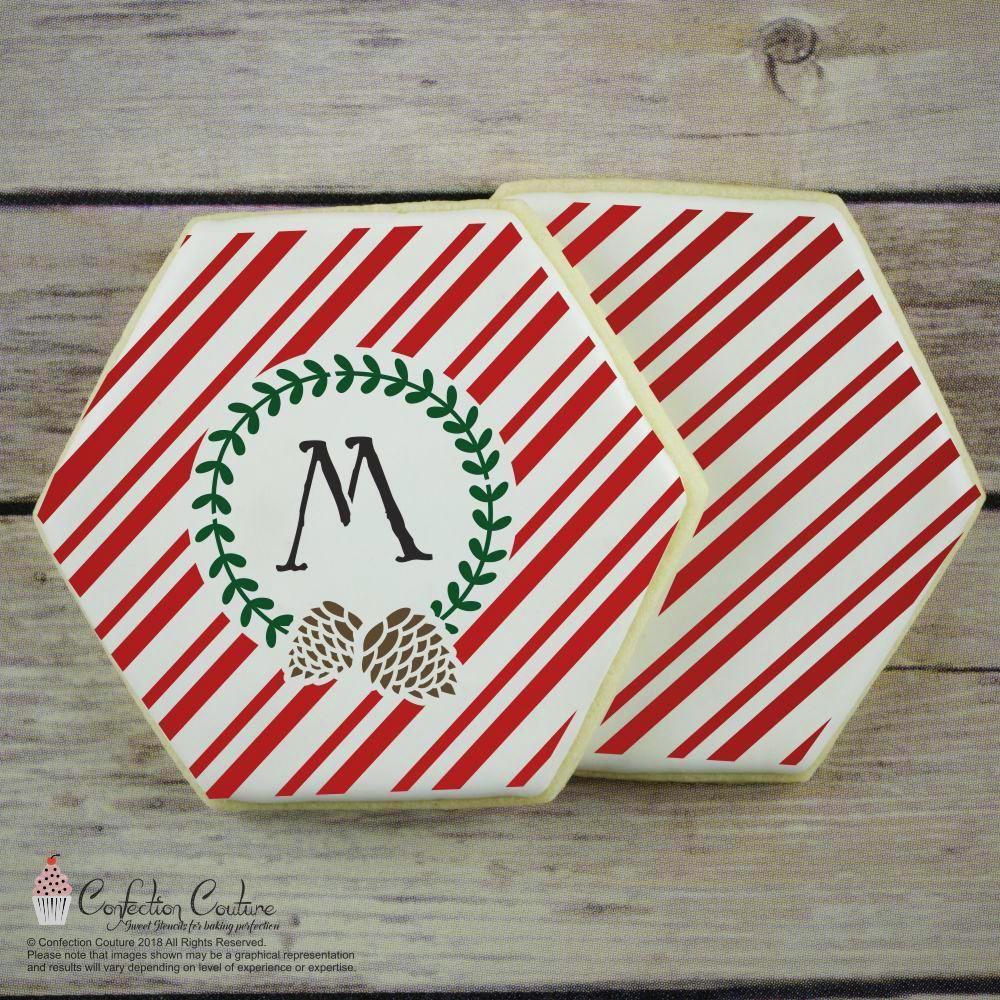 Candy Cane Stripe Monogram Background Cookie Stencil Background