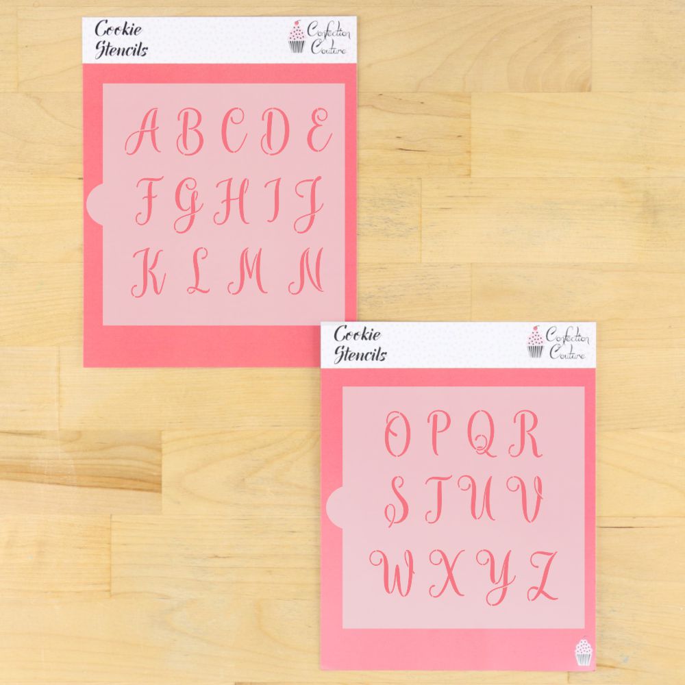 Amaretti Script Monogram Alphabet Cookie Stencils