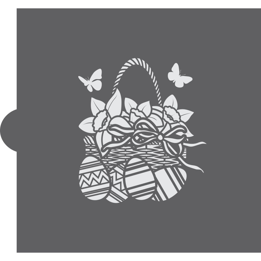Floral Easter Basket Accent Cookie Stencil