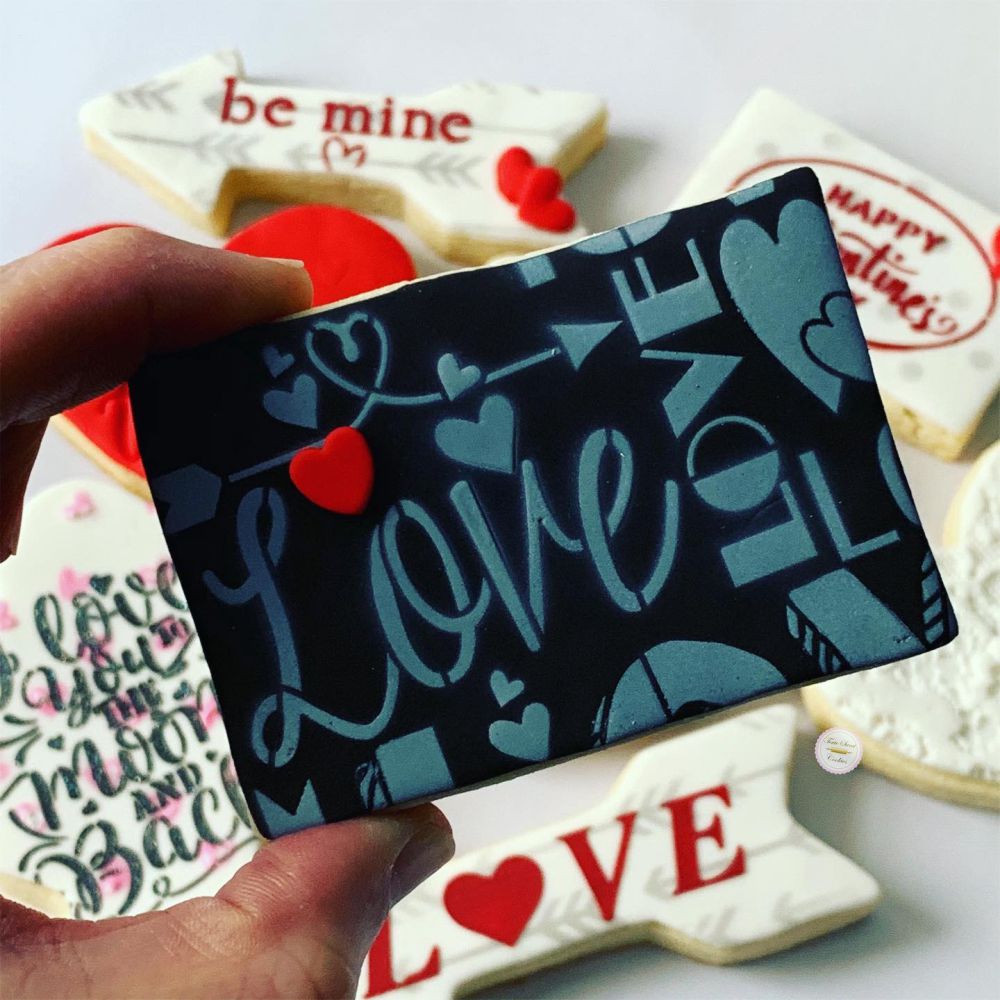 Valentine Subway Background Cookie Stencil