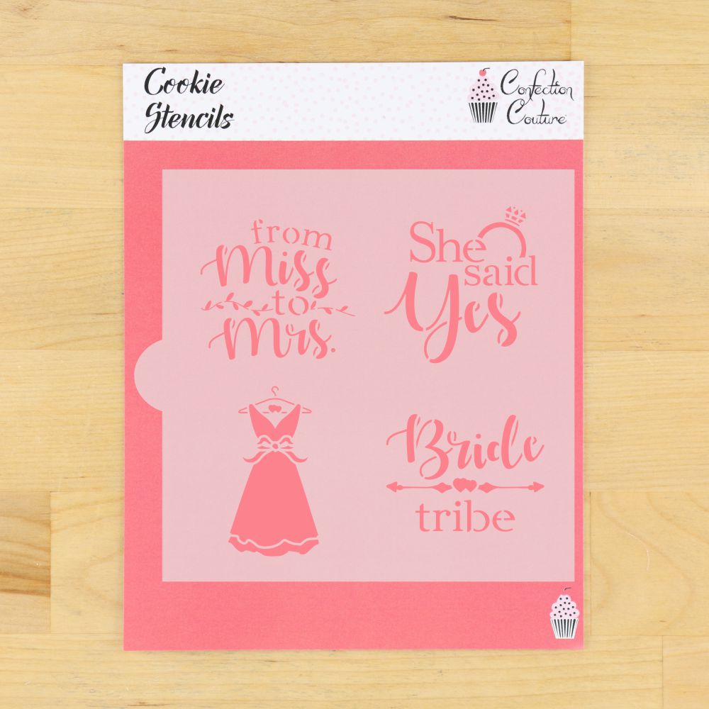 She Said Yes Cookie Stencil in packaging