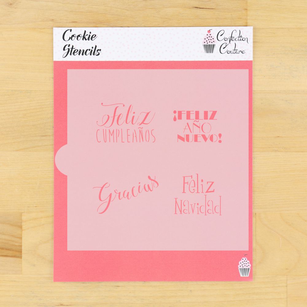 Spanish Event and Holiday Greetings Cookie Stencils