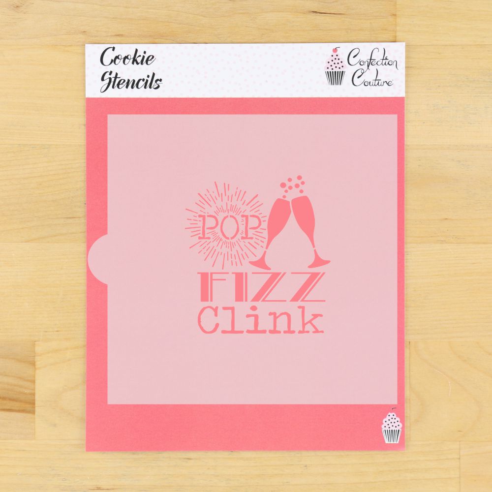 Pop Fizz Clink Cookie Stencil
