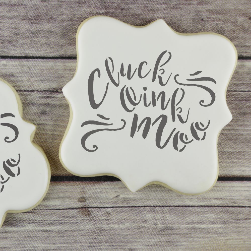 Cluck Moo Oink Cookie Stencil