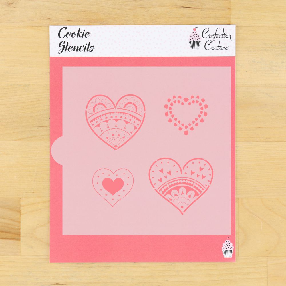 Paper Hearts Cookie Stencil