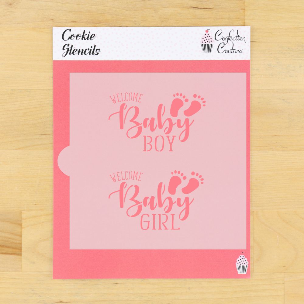 Welcome Baby Cookie Stencil 1 sheet option