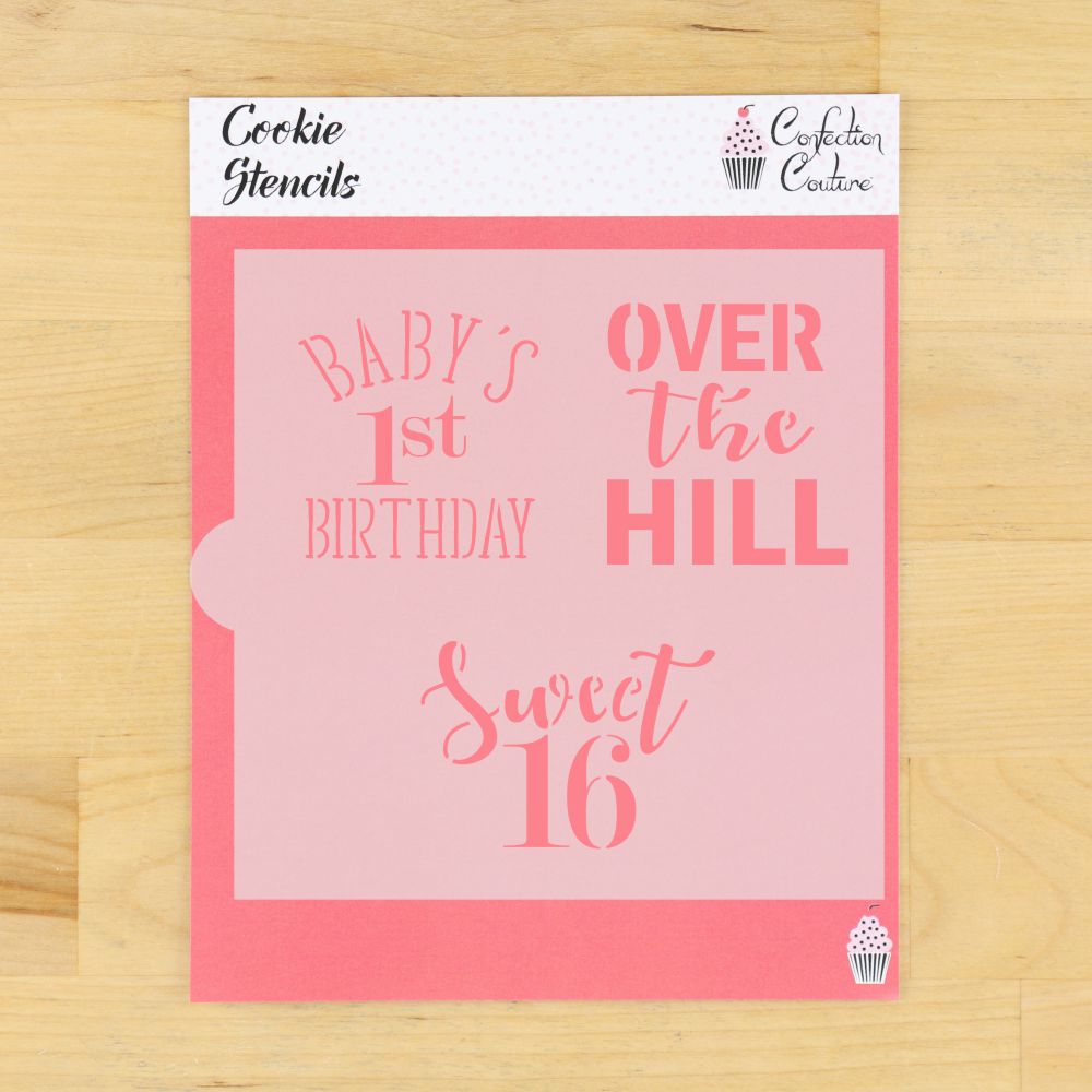 Milestone Birthdays Cookie Stencil