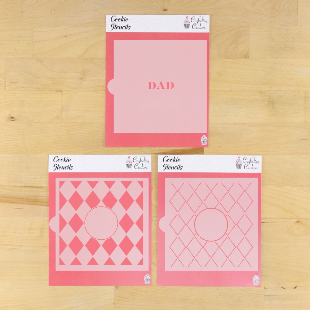 Argyle Print Dad Cookie Stencil