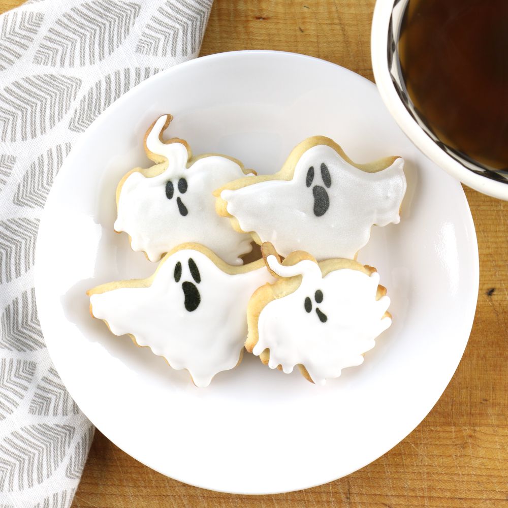 Halloween Ghost Cookies for Halloween using  Halloween Cookie Stencil