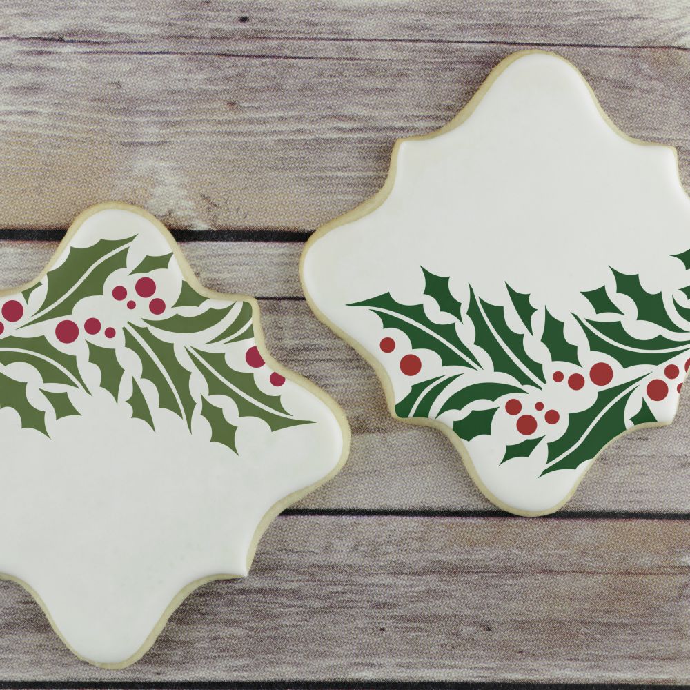 Holly Branch Cookie Stencil Edger