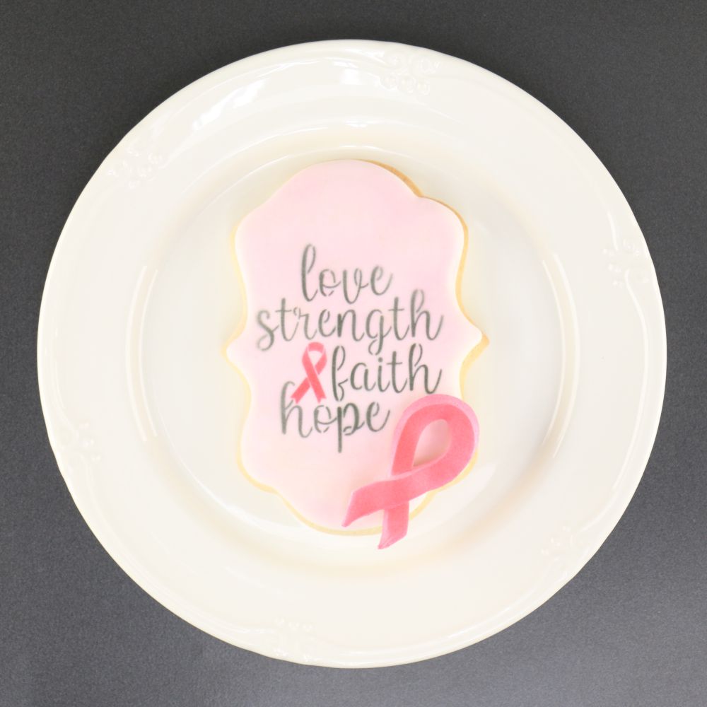 Love Strength Faith Hope Cookie Stencil for Breast Cancer Awareness