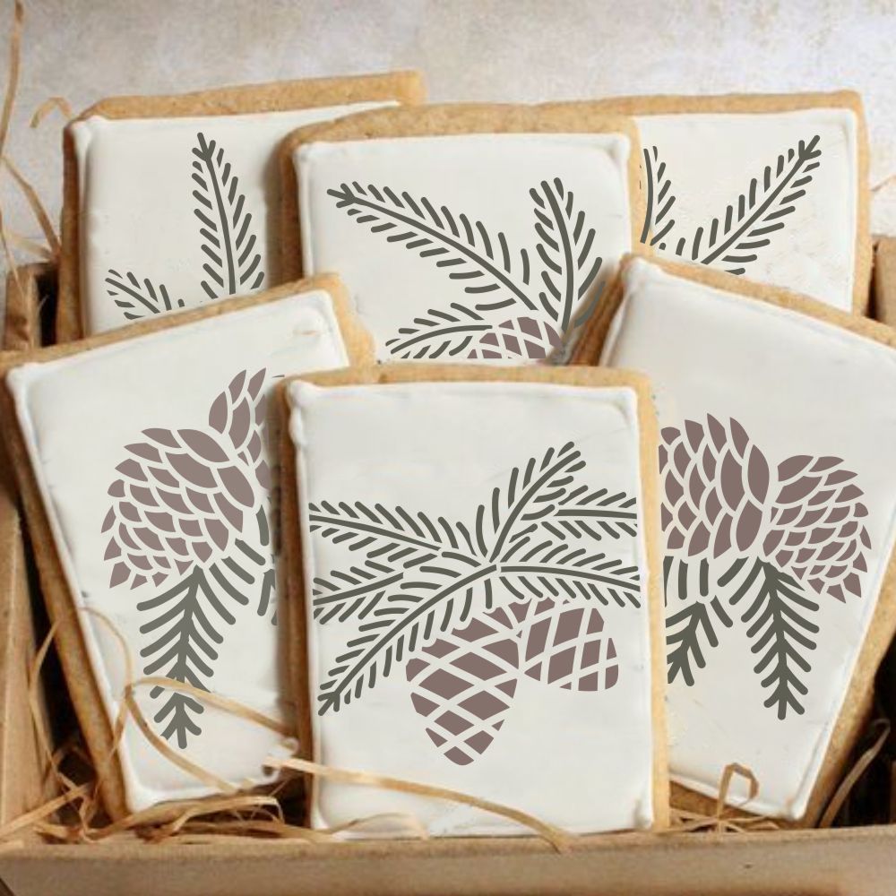 Pine Boughs Cookie Stencil for Christmas Cookies