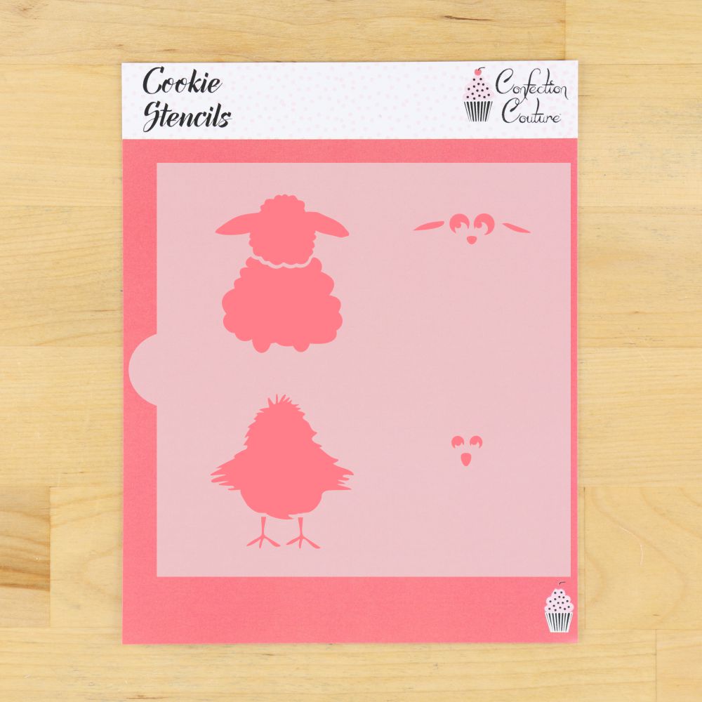 Lamb and Chick Cookie Stencil in packaging