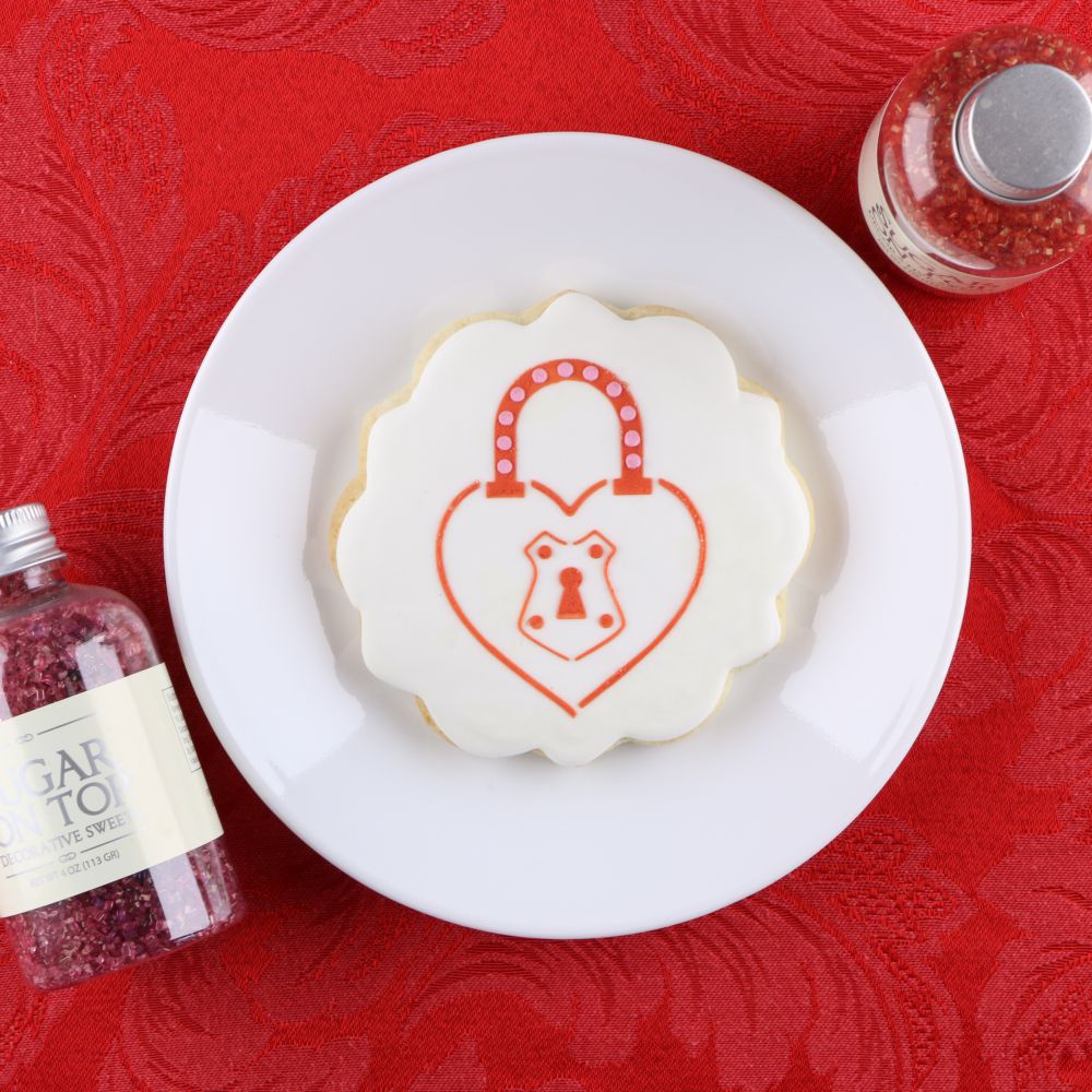 Heart Shaped Lock Cookie Stencil