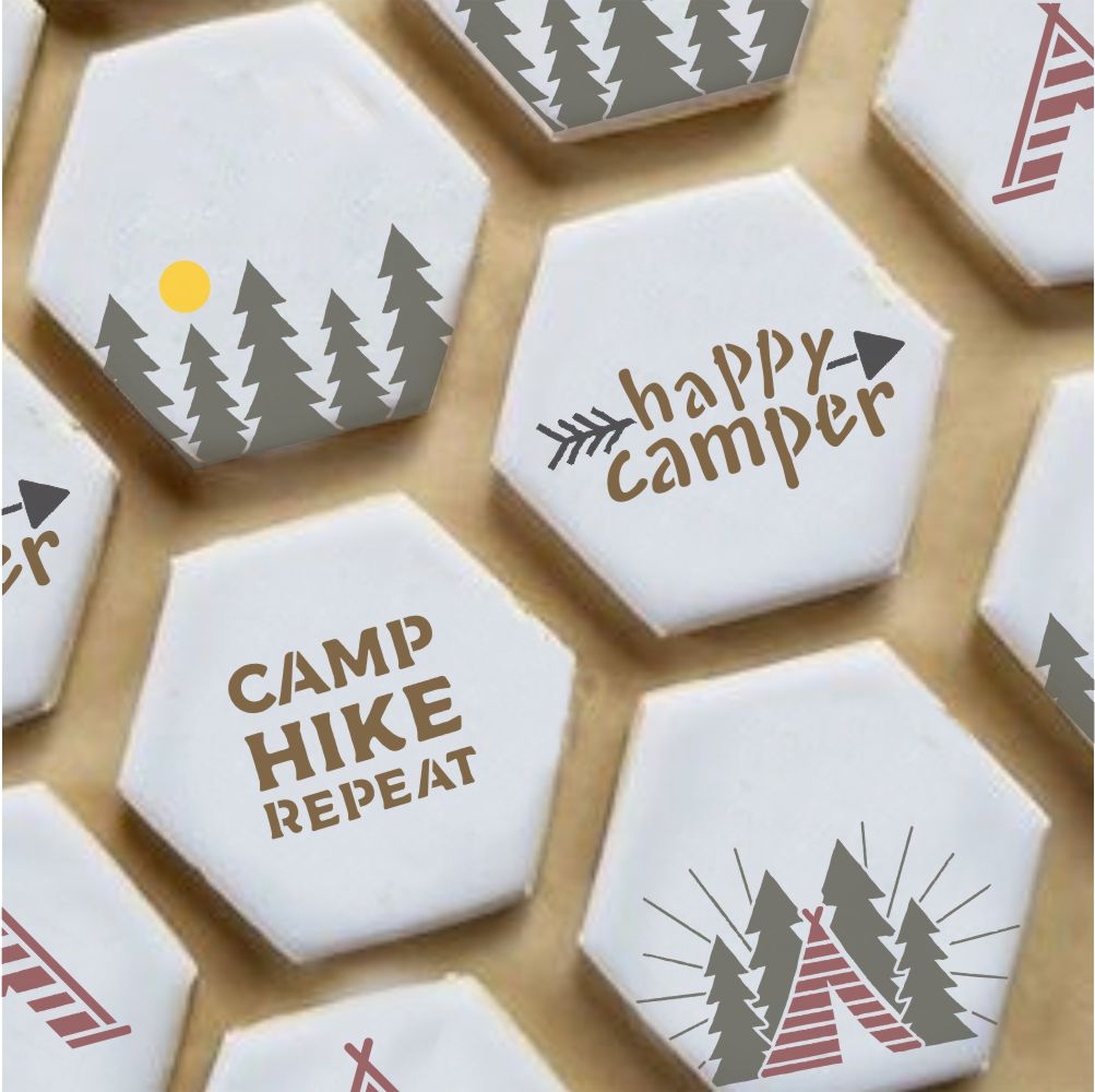 Happy Camper 3 Piece Cookie Stencil Set