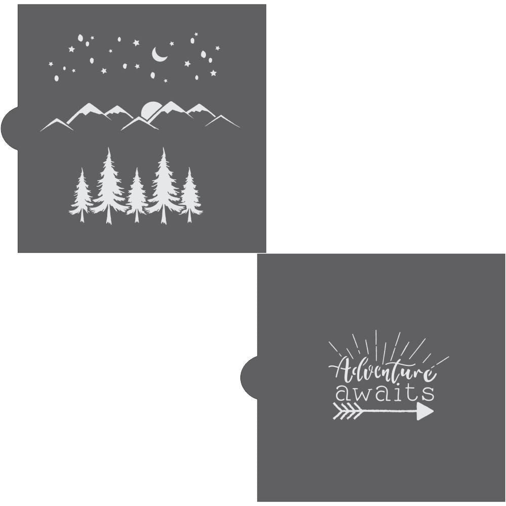 Adventure Awaits 2 Piece Cookie Stencil Set