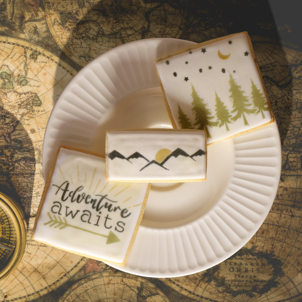 Adventure Awaits 2 Piece Cookie Stencil Set