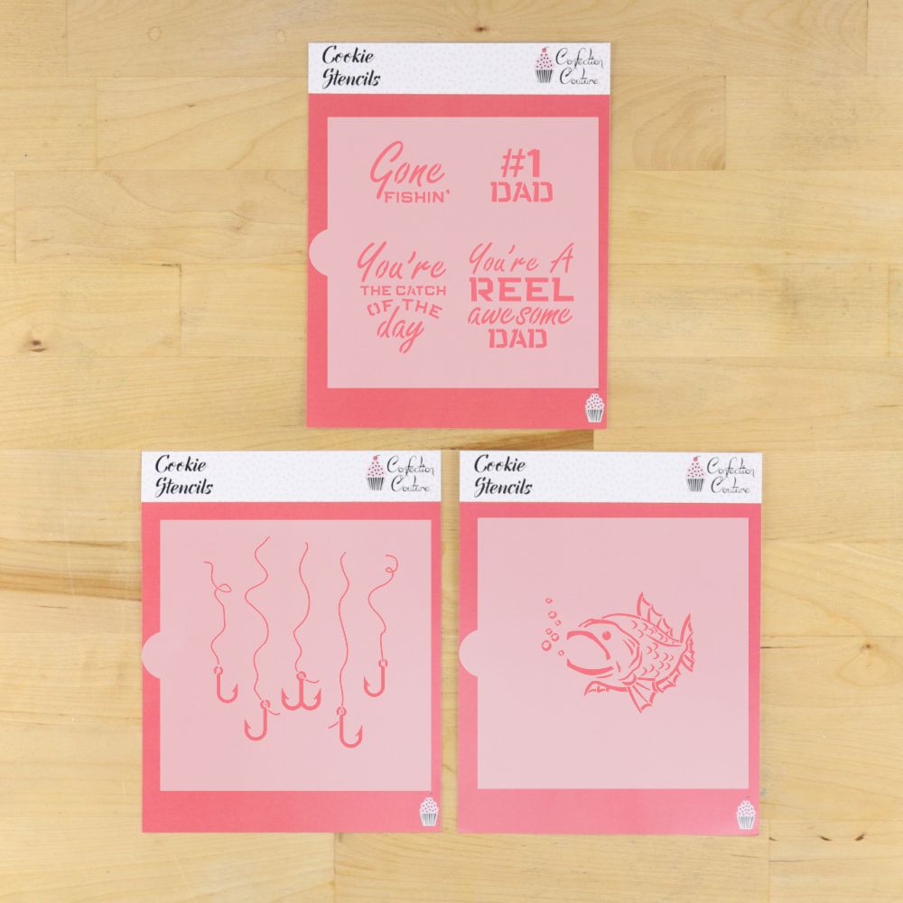 Gone Fishing 3 Piece Cookie Stencil Set