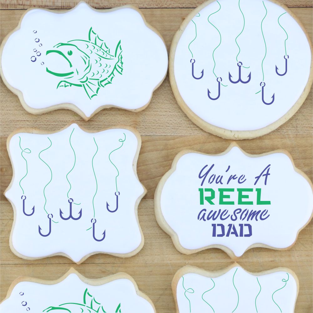 Gone Fishing 3 Piece Cookie Stencil Set