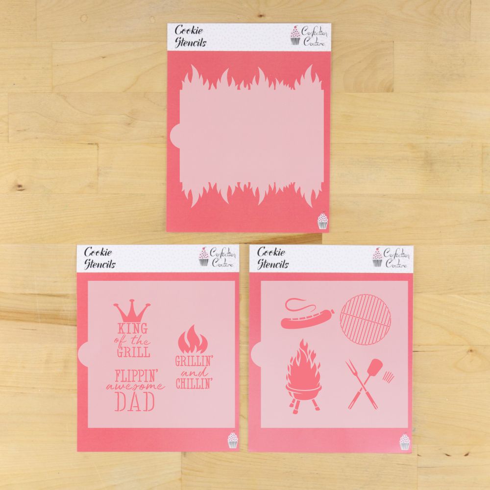 King of the Grill 3 Piece Cookie Stencil Set
