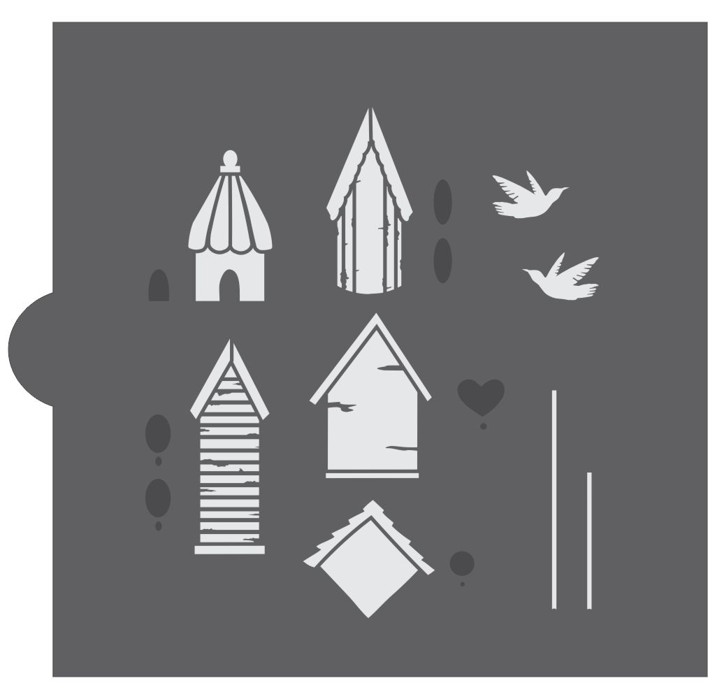 Bird Houses Cookie Stencil