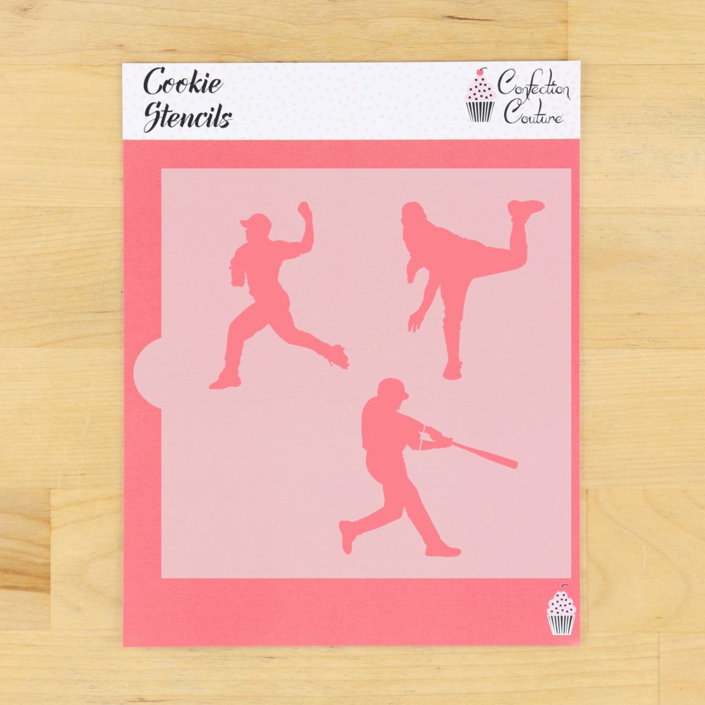 Baseball Players Cookie Stencil