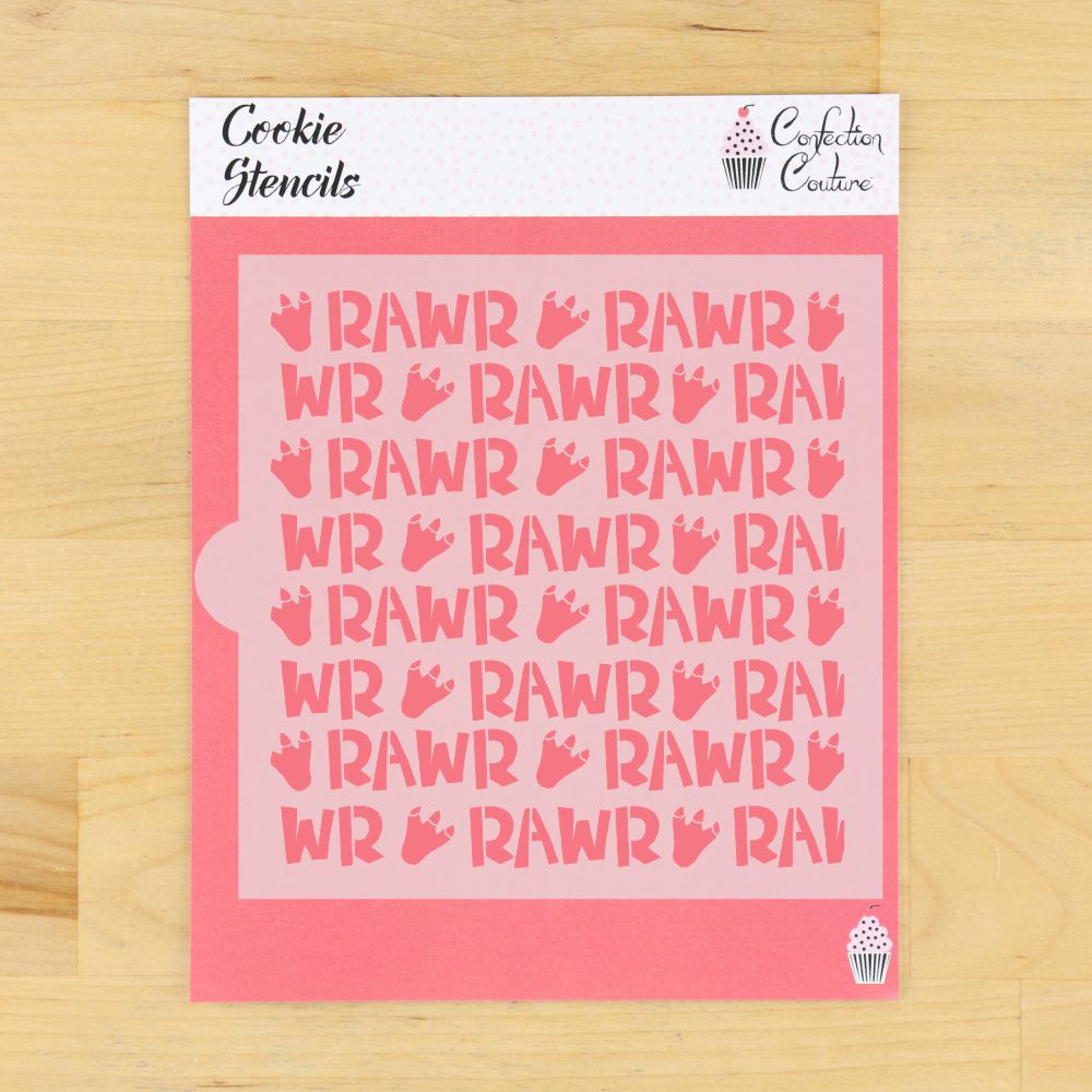 Rawr Dinosaur Background Cookie Stencil
