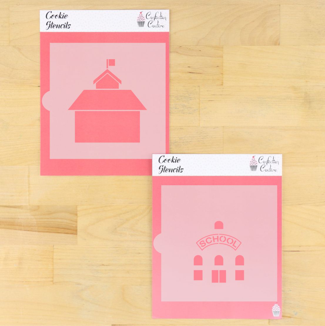 Schoolhouse Cookie Stencil with Cookie Cutter
