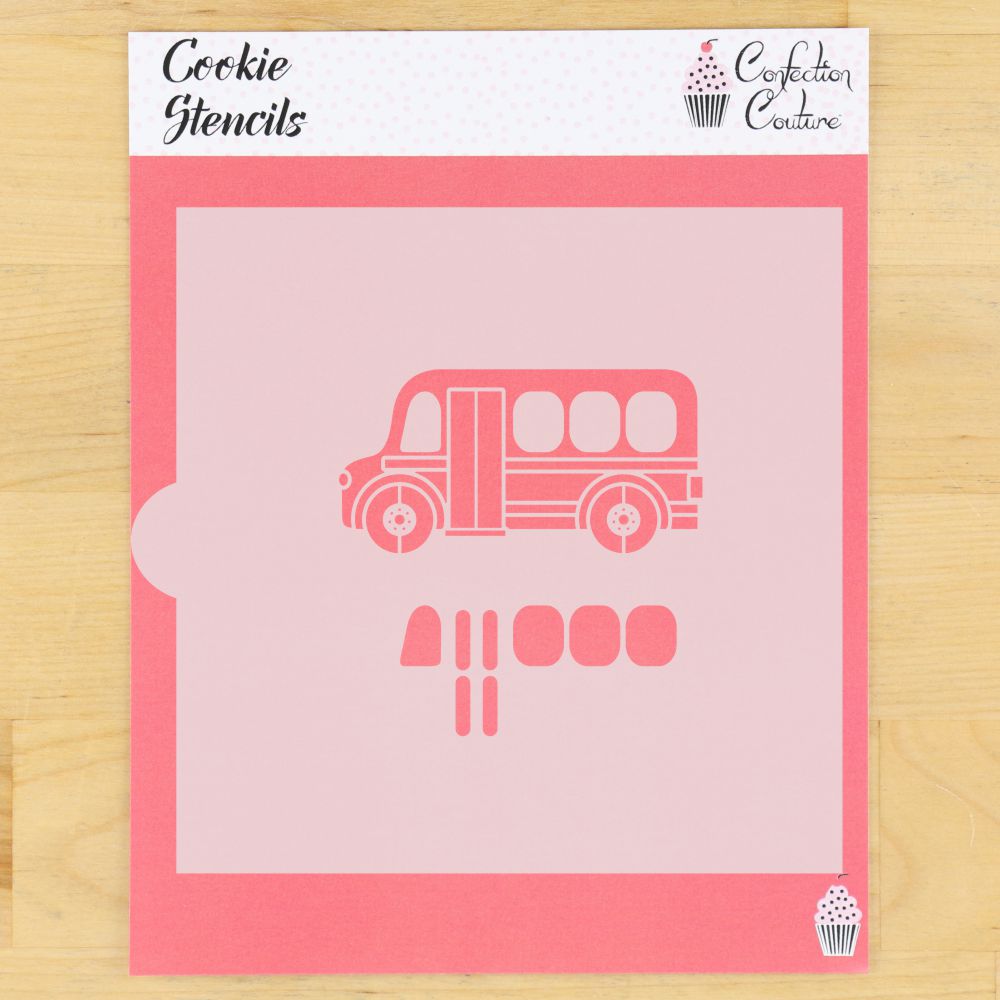 School Bus Cookie Stencil with Cookie Cutter