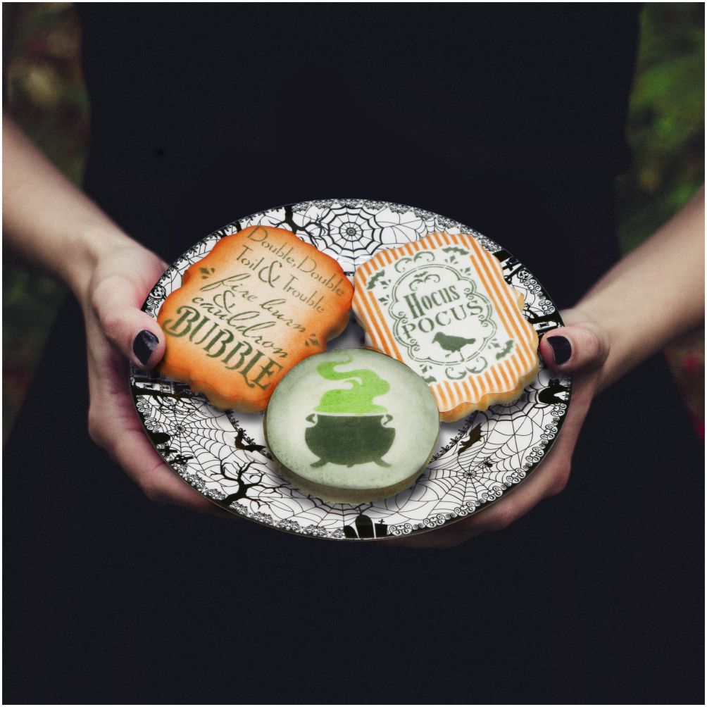 Halloween cookies airbrushed with Witch Halloween Cookie Stencils