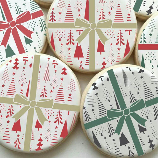 Abstract Tree Gift Wrap Cookie Stencil With Masking Piece