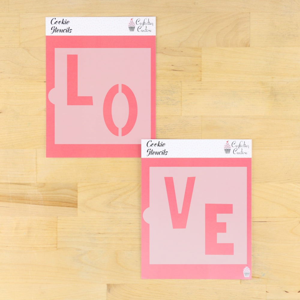 L-O-V-E Letters Cookie Stencil With Matching Cookie Cutters