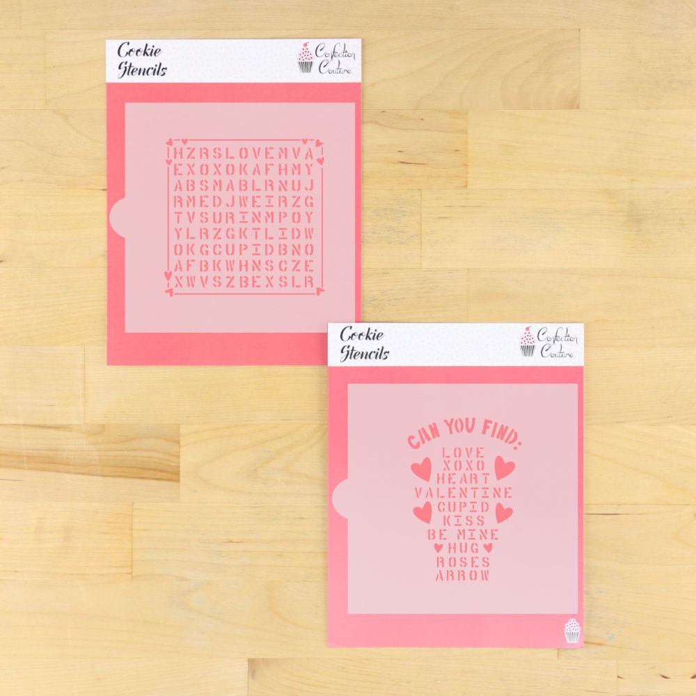 Valentine Word Search Cookie Stencil Set