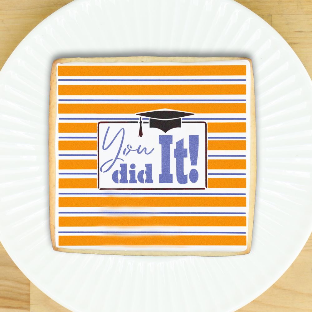 Decorated cookies for graduation using stencils