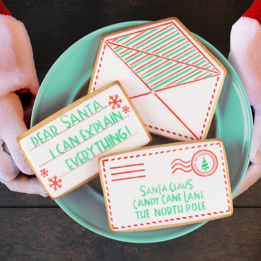 Cookies decorated with a Letters to Santa for Christmas